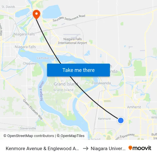Kenmore Avenue & Englewood Avenue to Niagara University map