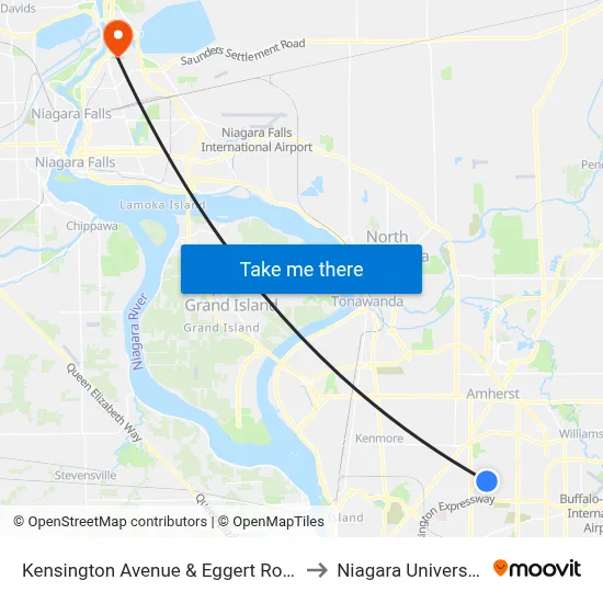 Kensington Avenue & Eggert Road to Niagara University map