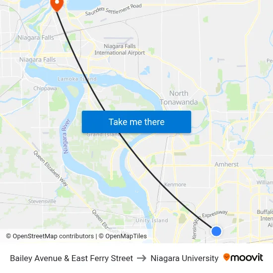 Bailey Avenue & East Ferry Street to Niagara University map