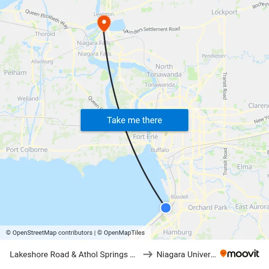 Lakeshore Road & Athol Springs Transit to Niagara University map