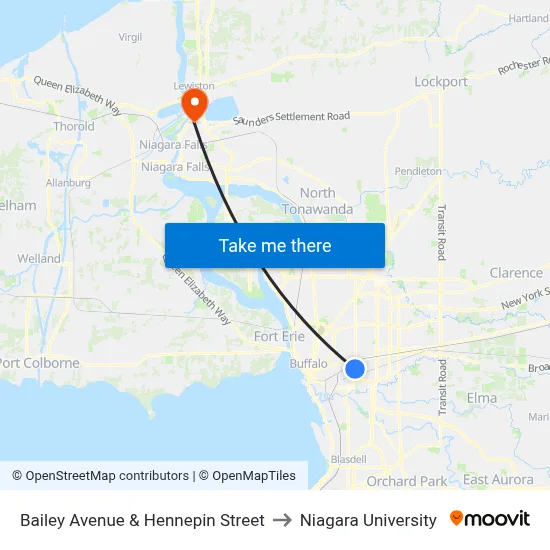 Bailey Avenue & Hennepin Street to Niagara University map