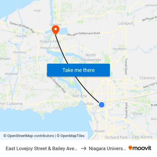 East Lovejoy Street & Bailey Avenue to Niagara University map