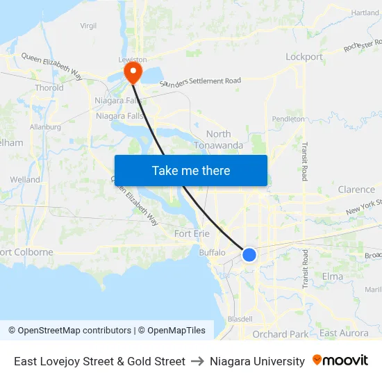 East Lovejoy Street & Gold Street to Niagara University map