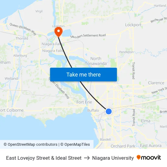 East Lovejoy Street & Ideal Street to Niagara University map