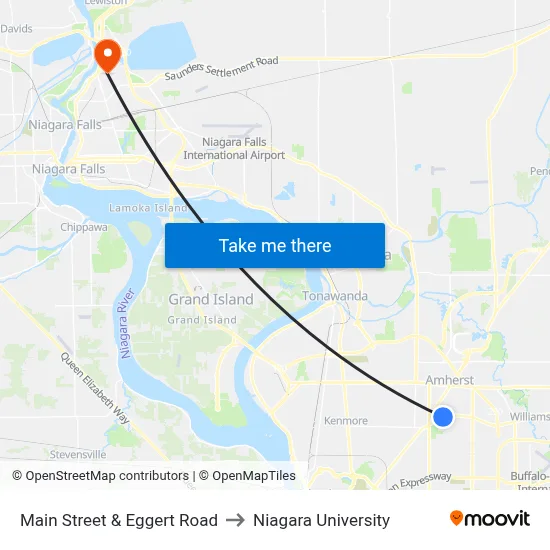 Main Street & Eggert Road to Niagara University map