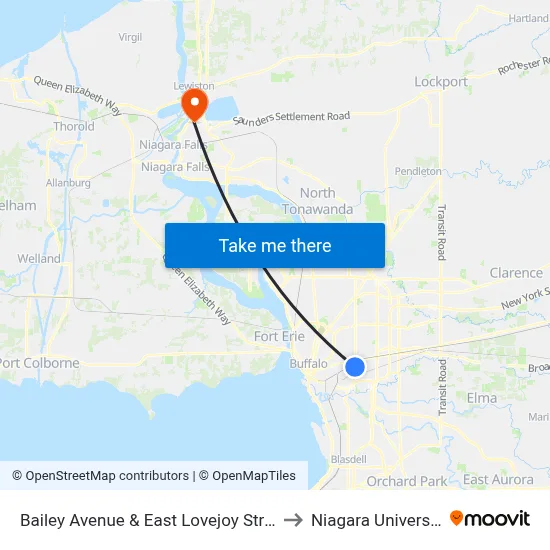 Bailey Avenue & East Lovejoy Street to Niagara University map