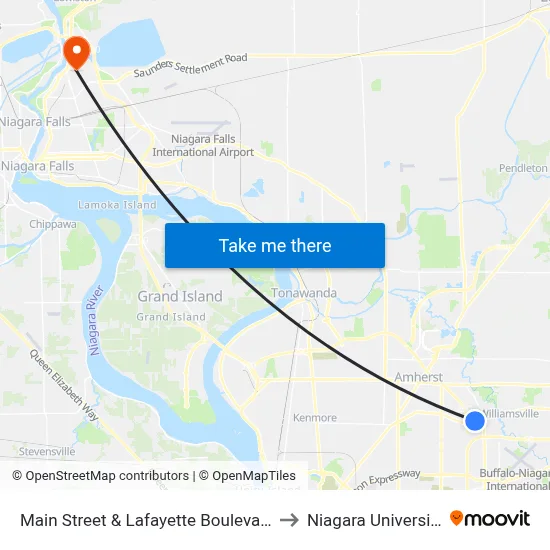 Main Street & Lafayette Boulevard to Niagara University map