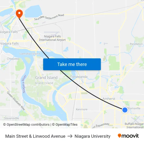 Main Street & Linwood Avenue to Niagara University map