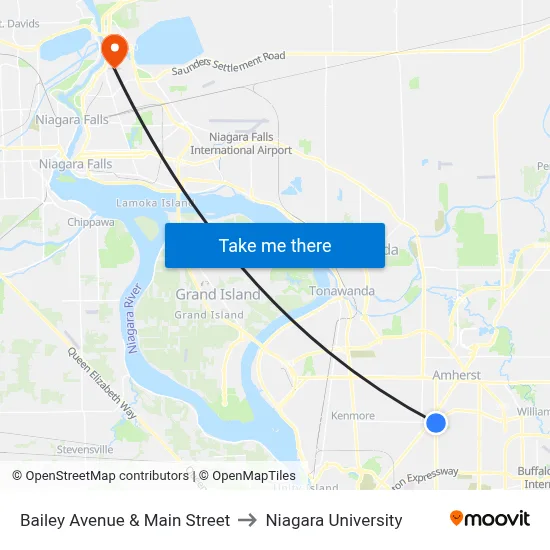 Bailey Avenue & Main Street to Niagara University map