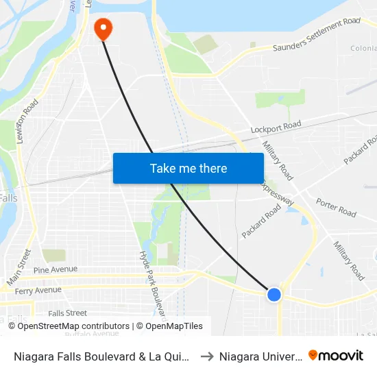 Niagara Falls Boulevard & La Quinta Inn to Niagara University map