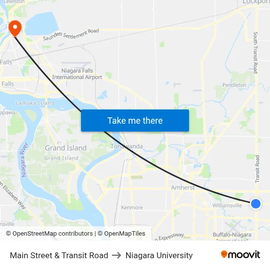 Main Street & Transit Road to Niagara University map