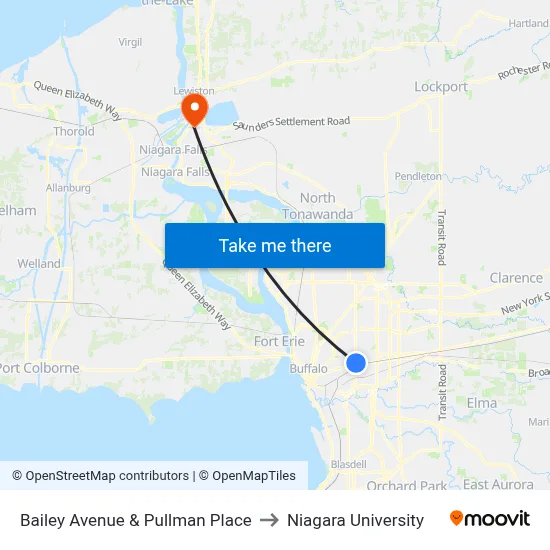 Bailey Avenue & Pullman Place to Niagara University map