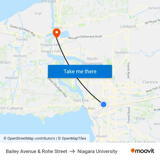 Bailey Avenue & Rohe Street to Niagara University map