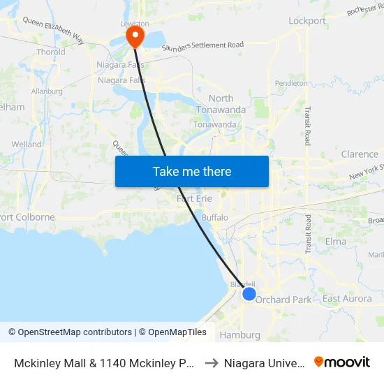 Mckinley Mall & 1140 Mckinley Parkway to Niagara University map