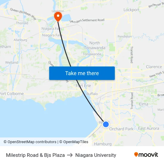 Milestrip Road & Bjs Plaza to Niagara University map
