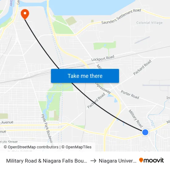 Military Road & Niagara Falls Boulevard to Niagara University map