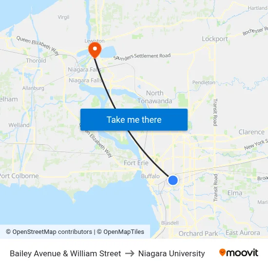 Bailey Avenue & William Street to Niagara University map