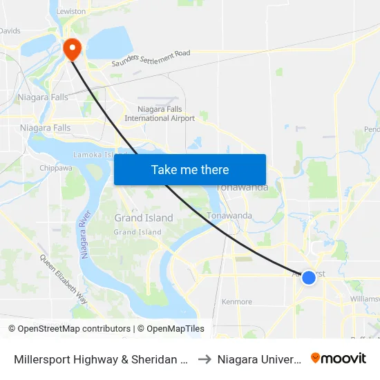 Millersport Highway & Sheridan Drive to Niagara University map