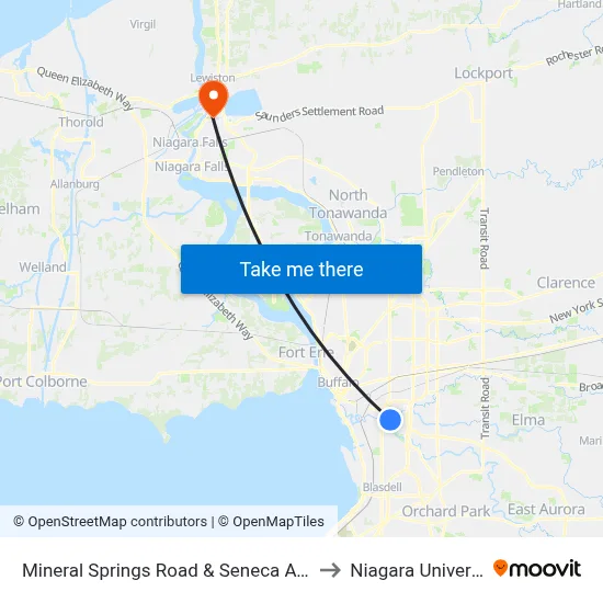 Mineral Springs Road & Seneca Avenue to Niagara University map