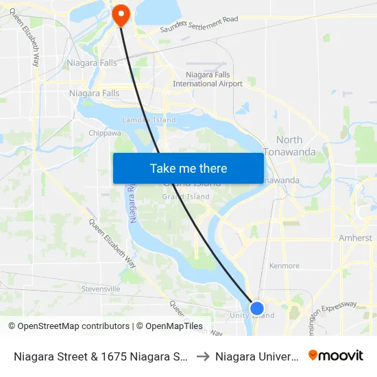 Niagara Street & 1675 Niagara Street to Niagara University map