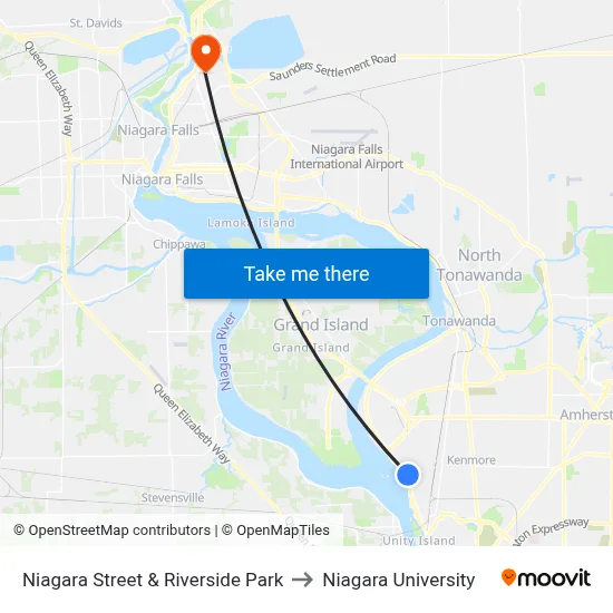 Niagara Street & Riverside Park to Niagara University map