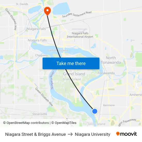 Niagara Street & Briggs Avenue to Niagara University map