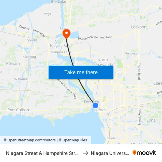 Niagara Street & Hampshire Street to Niagara University map