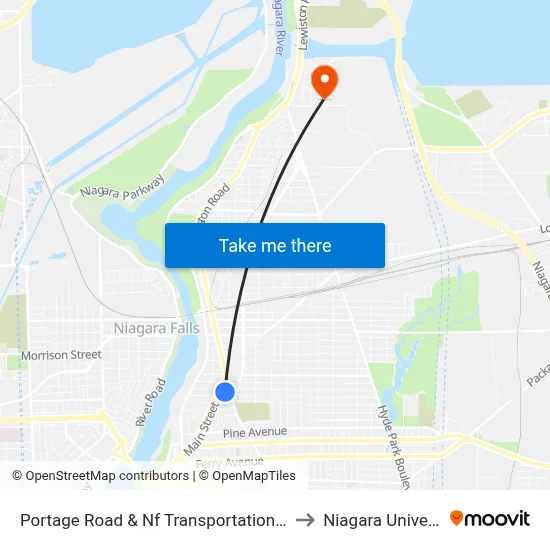 Portage Road & Nf Transportation Center to Niagara University map