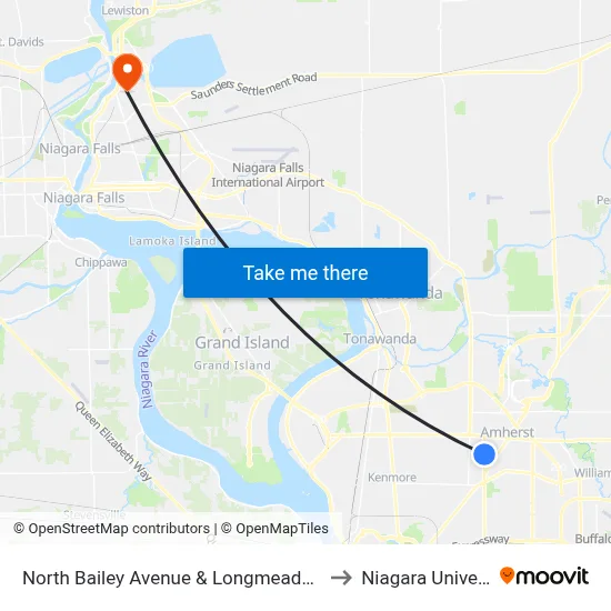 North Bailey Avenue & Longmeadow Road to Niagara University map
