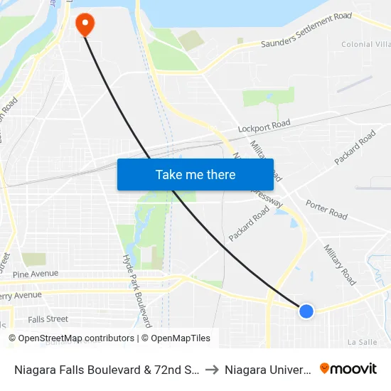 Niagara Falls Boulevard & 72nd Street to Niagara University map