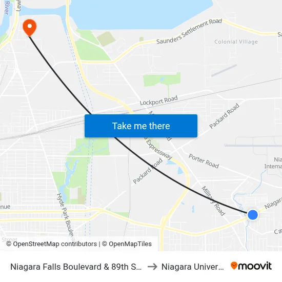 Niagara Falls Boulevard & 89th Street to Niagara University map