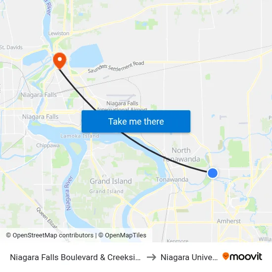 Niagara Falls Boulevard & Creekside Drive to Niagara University map