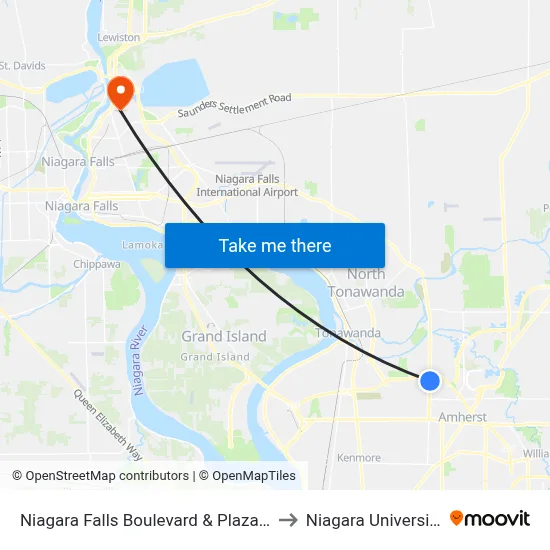 Niagara Falls Boulevard & Plaza 2 to Niagara University map