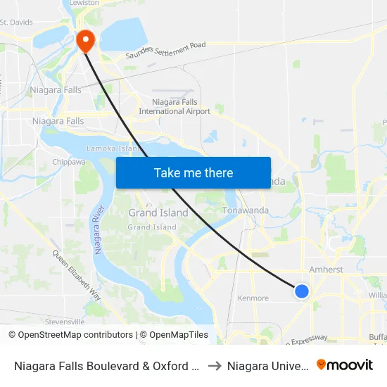 Niagara Falls Boulevard & Oxford Avenue to Niagara University map