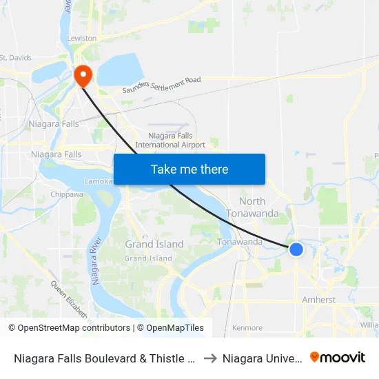 Niagara Falls Boulevard & Thistle Avenue to Niagara University map