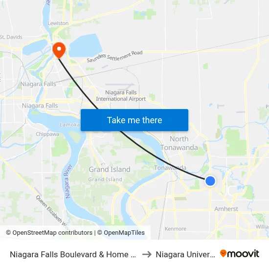 Niagara Falls Boulevard & Home Depot to Niagara University map