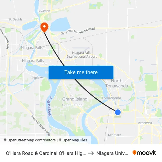 O'Hara Road & Cardinal O'Hara High School to Niagara University map