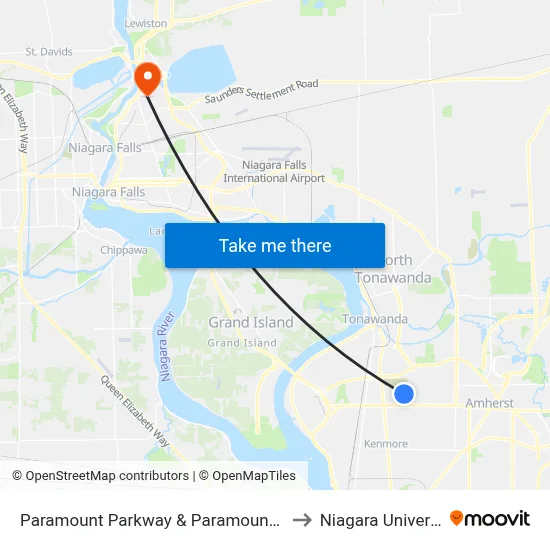 Paramount Parkway & Paramount Loop to Niagara University map