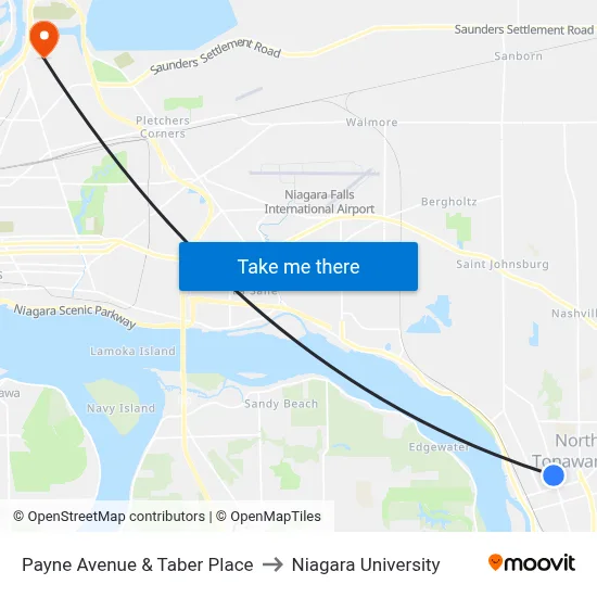 Payne Avenue & Taber Place to Niagara University map