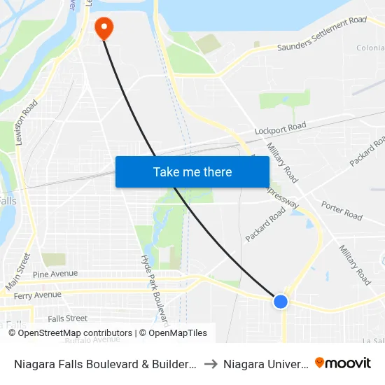 Niagara Falls Boulevard & Builders Way to Niagara University map