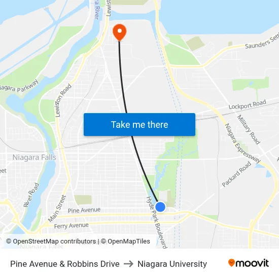 Pine Avenue & Robbins Drive to Niagara University map