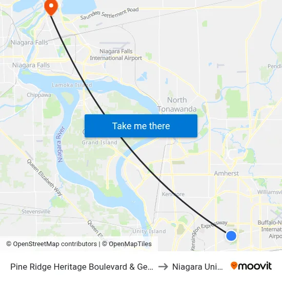 Pine Ridge Heritage Boulevard & Genesee Street to Niagara University map