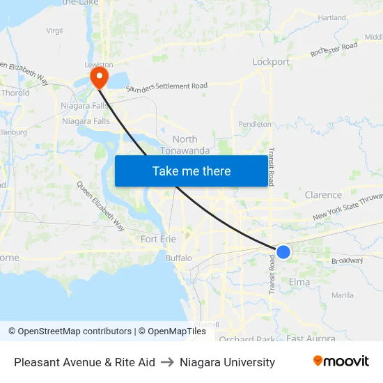 Pleasant Avenue & Rite Aid to Niagara University map