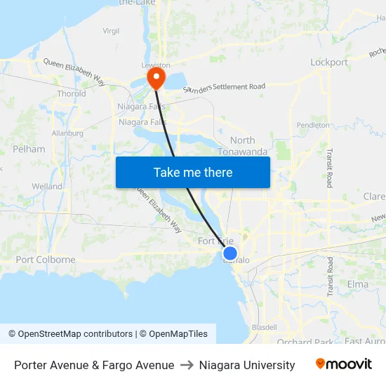 Porter Avenue & Fargo Avenue to Niagara University map