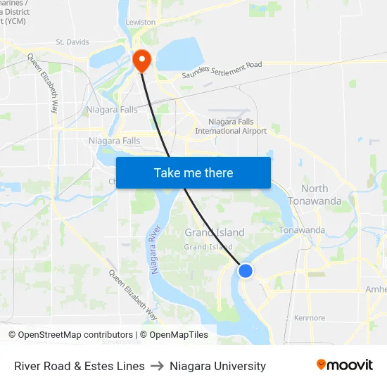 River Road & Estes Lines to Niagara University map