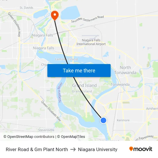 River Road & Gm Plant North to Niagara University map