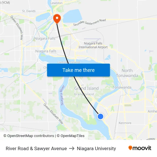 River Road & Sawyer Avenue to Niagara University map