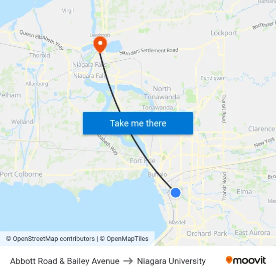 Abbott Road & Bailey Avenue to Niagara University map