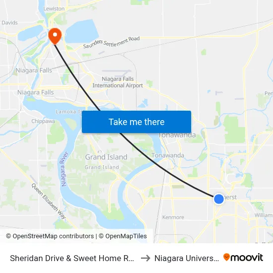 Sheridan Drive & Sweet Home Road to Niagara University map