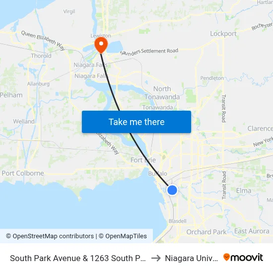 South Park Avenue & 1263 South Park Avenue to Niagara University map